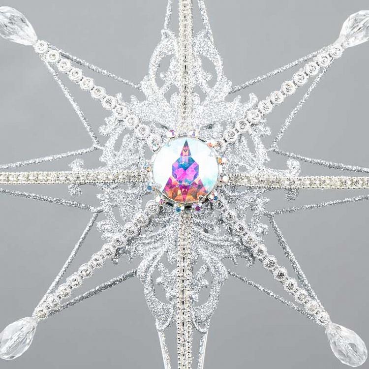 Верхушка на ёлку Полярная звезда серебристая Wire Jewel Northern Star Topper Silver 34 cm