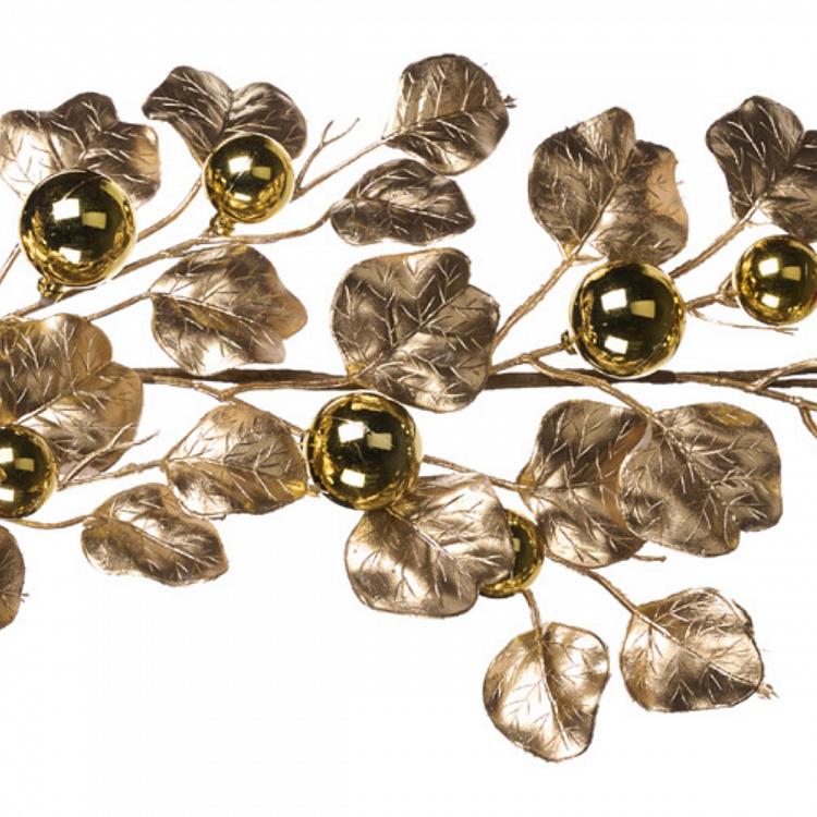 Гирлянда с золотыми шарами и листьями Ball Leaf Garland Gold 183 cm