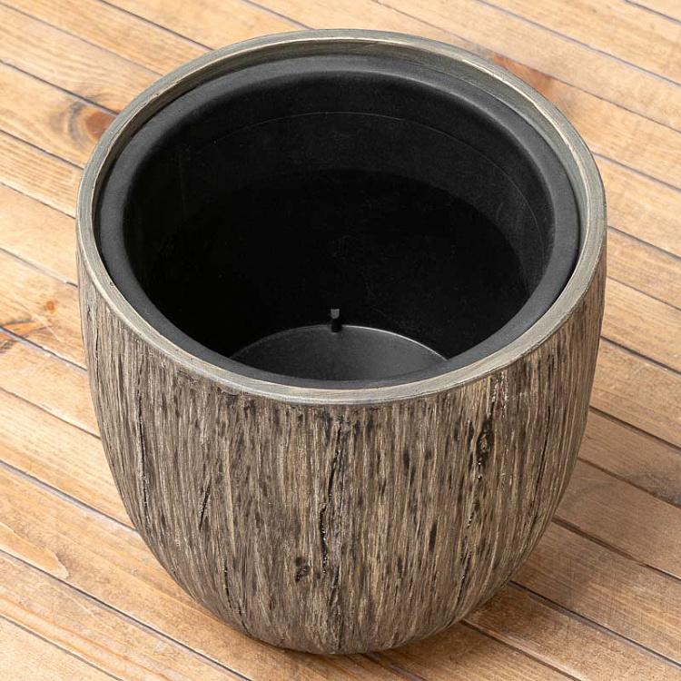 Кашпо-чаша Эффектори, белёный дуб, L Effectory Wood Bowl Pot White Oak Large
