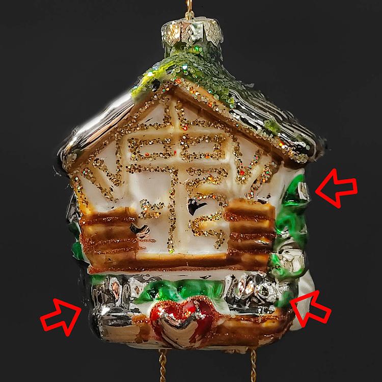 Ёлочная игрушка Часы с кукушкой дисконт8 Glass Hanger Cuckoo Clock 8 cm discount8