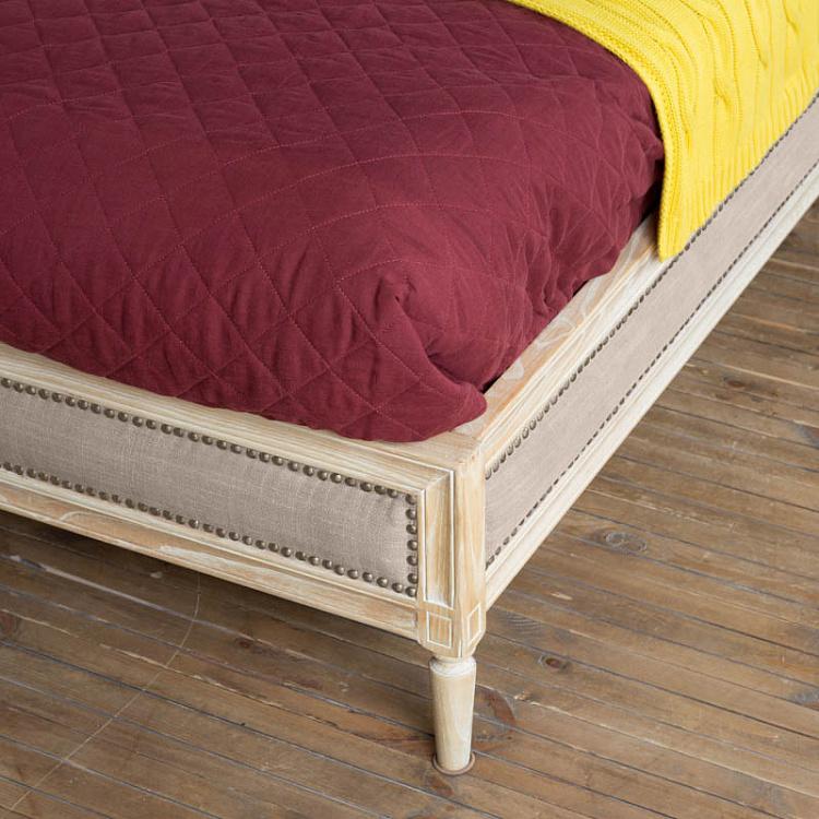 Двуспальная кровать Александра, белый лён Alexandra Double Bed, CC Linen Plain