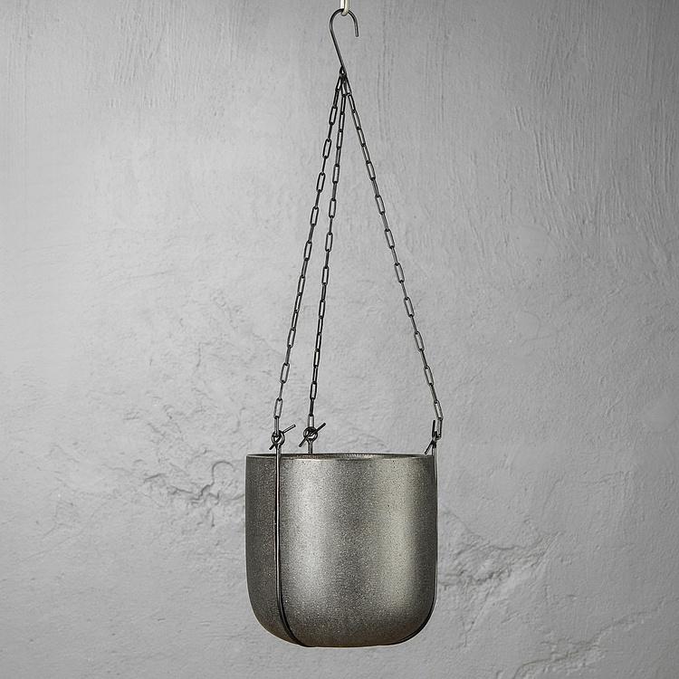 Подвесное чёрное кашпо-чаша Эффектори Бетон, S Effectory Beton Hanging Bowl Black Small