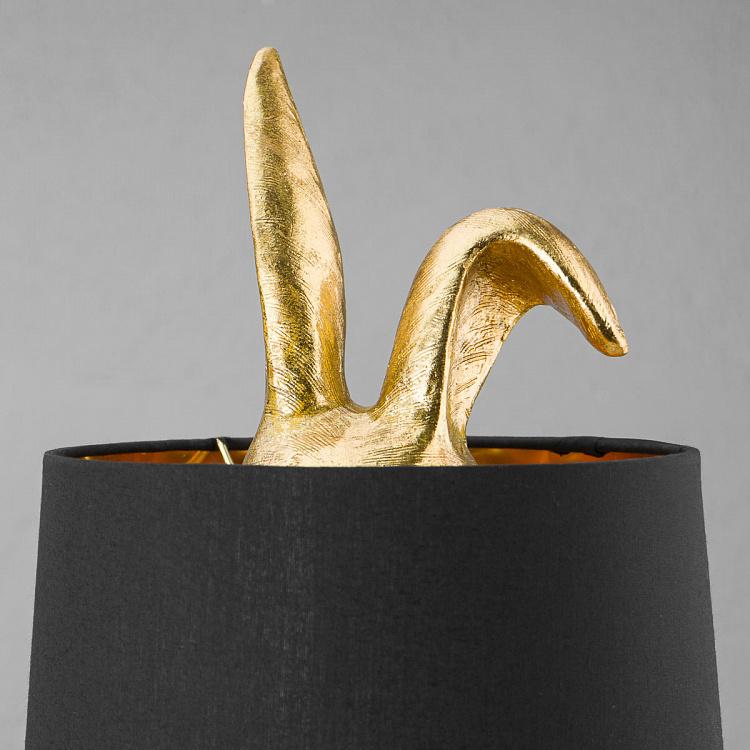 Настольная лампа Робкий кролик с чёрным абажуром Table Lamp Hiding Bunny Black