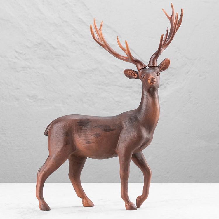 Новогодняя фигурка Прогуливающийся олень Walking Wood Look Deer Brown 46,5 cm