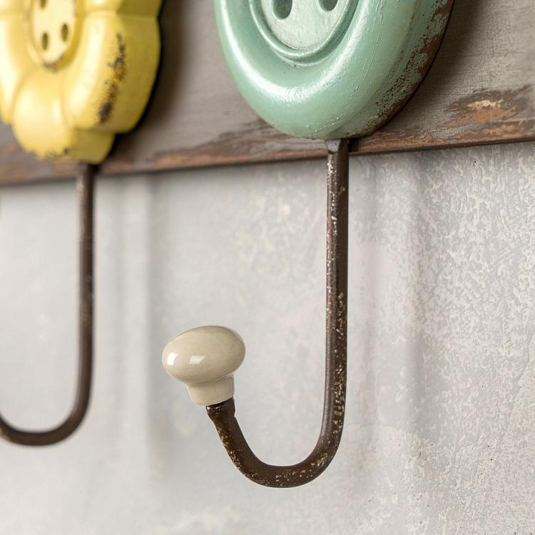 Четырёхместная настенная вешалка Пуговицы Coat Rack With 4 Hooks Buttons