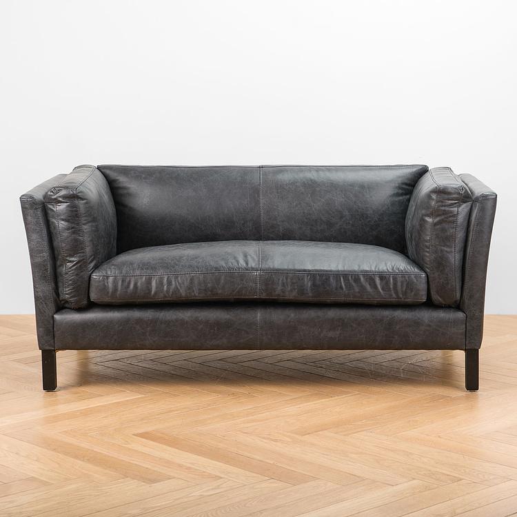 Двухместный диван Томми, чёрные ножки Tommy 2 Seater, Black Wood D