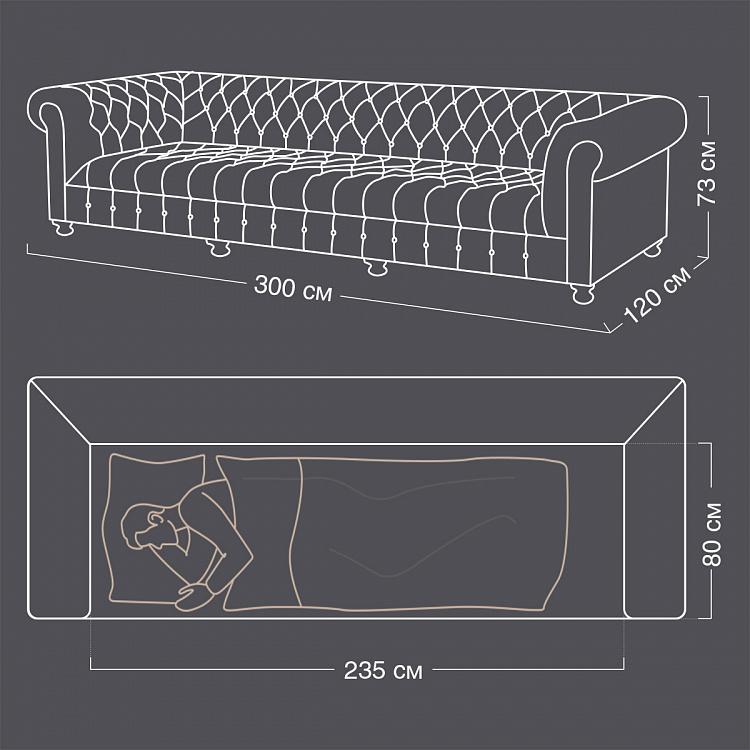 Четырёхместный диван Вестминстер Классика Westminster Button 4 Seater