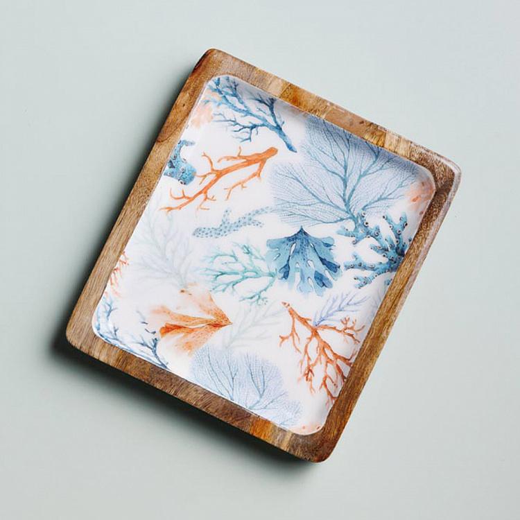 Coral Mango Wood Rectangle Serving Plate Small