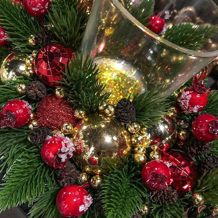 Новогодний подсвечник в венке 2 New Year Candle Holder Wreath 2