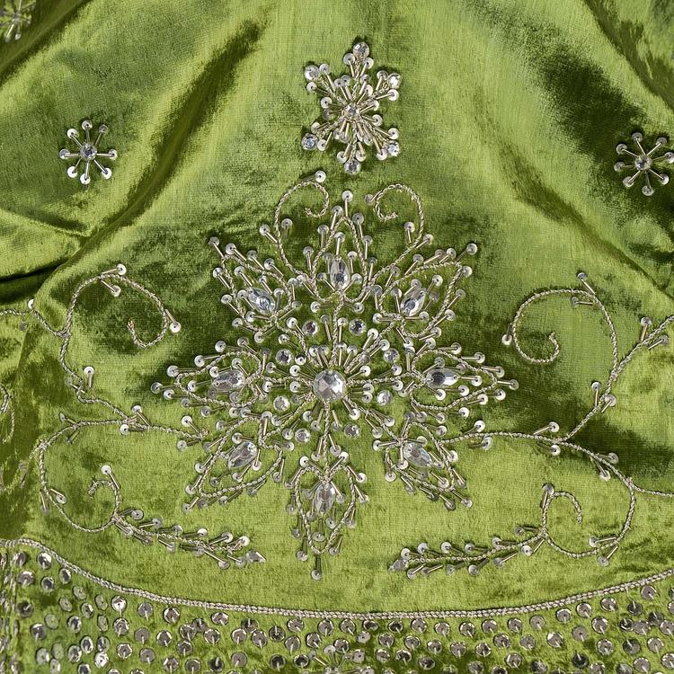 Зелёный коврик-юбка под ёлку большой с серебряными пайетками Silver Beads Christmas Tree Skirt Green 120&nbsp;cm