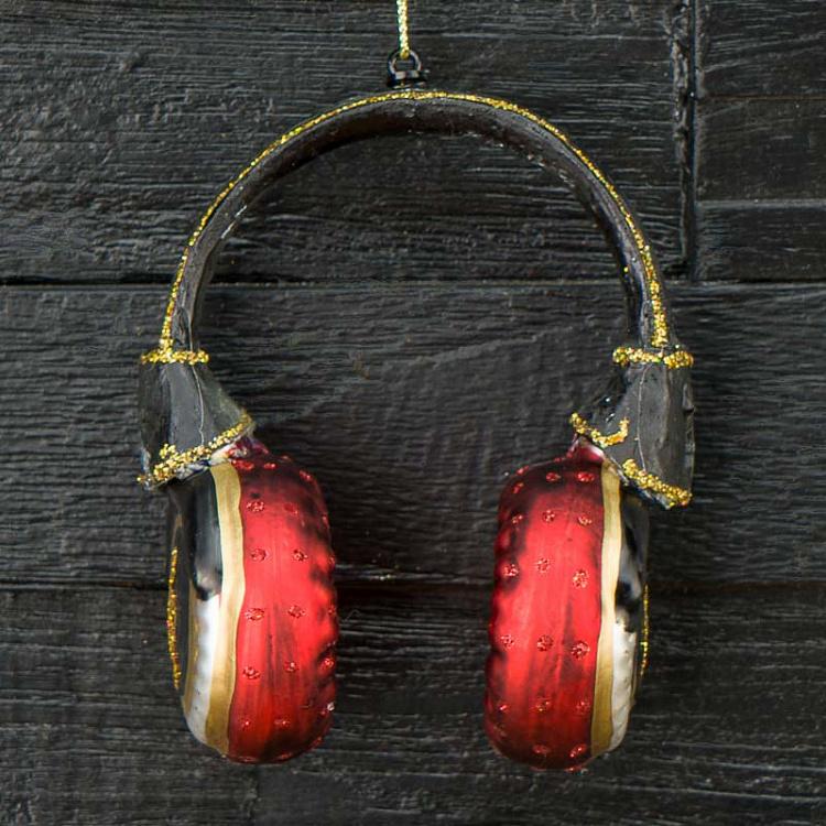 Ёлочная игрушка Красные наушники Glass Hanger Earphones Red 11,6 cm
