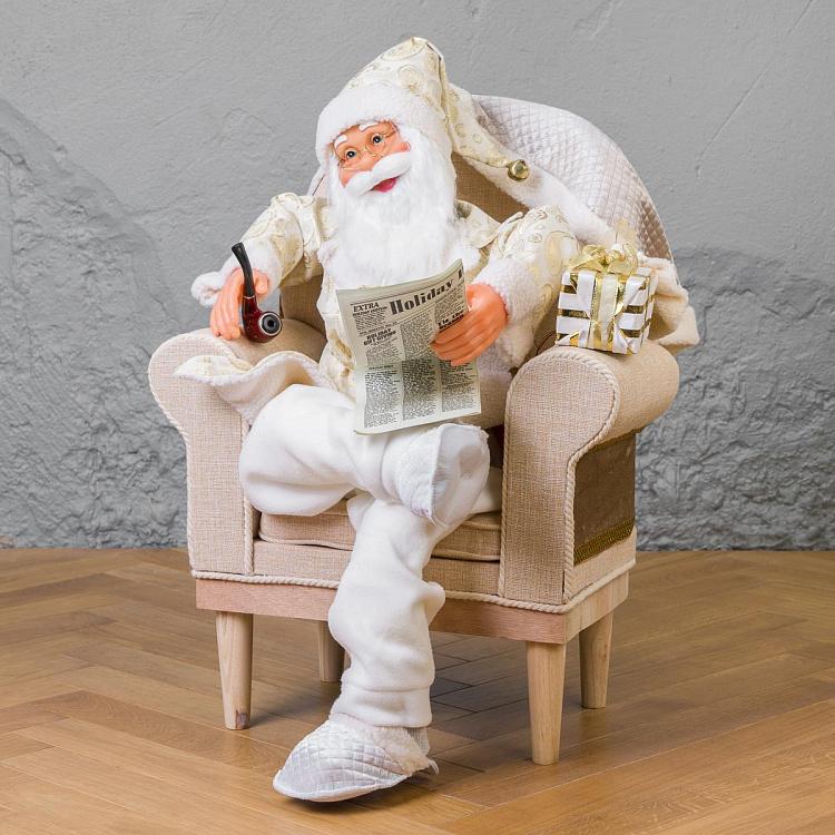 Музыкальная фигурка Санта-Клаус в кресле Musical Santa Claus In Chair 80 cm