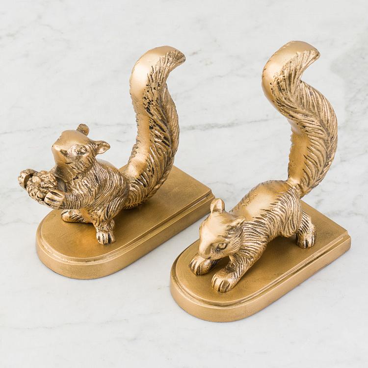 Набор из двух держателей для книг Золотистые белки Bookend Golden Squirrels