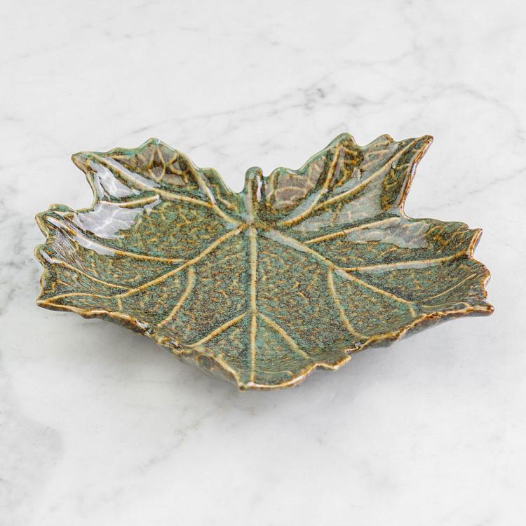 Керамическое блюдо Зелёный лист Ceramic Green Leaf Dish