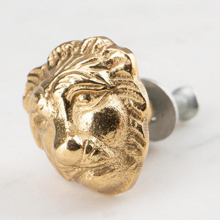 Золотая мебельная ручка Лев Lion Knob Gold