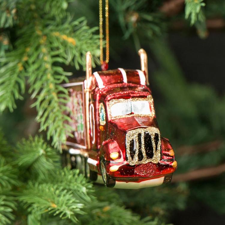 Ёлочная игрушка Красный рождественский грузовик Glass Merry Xmas Truck Red 17,5 cm