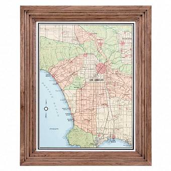 Classic Map Los Angeles, Weathered Oak