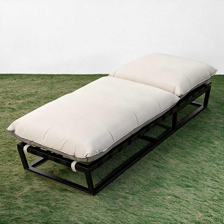 Садовый шезлонг-лежак Reef Lounger, Black акриловая ткань Light Stone - ракурс 5