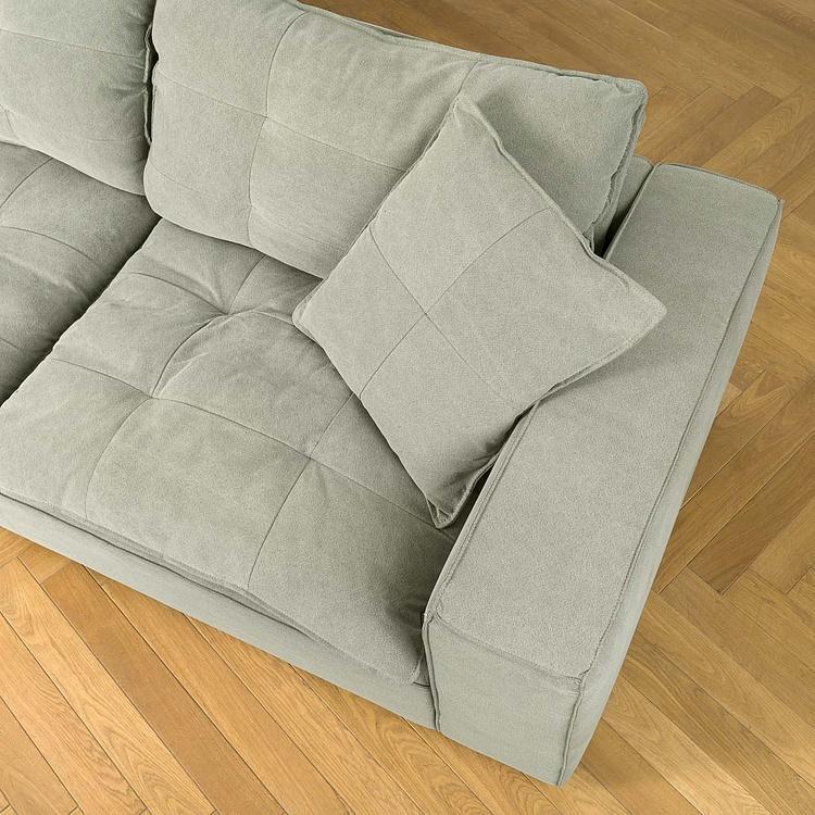 Трёхместный льняной диван Сити, ножки цвета латуни City 3 Seater, Brass Metal Linen RM