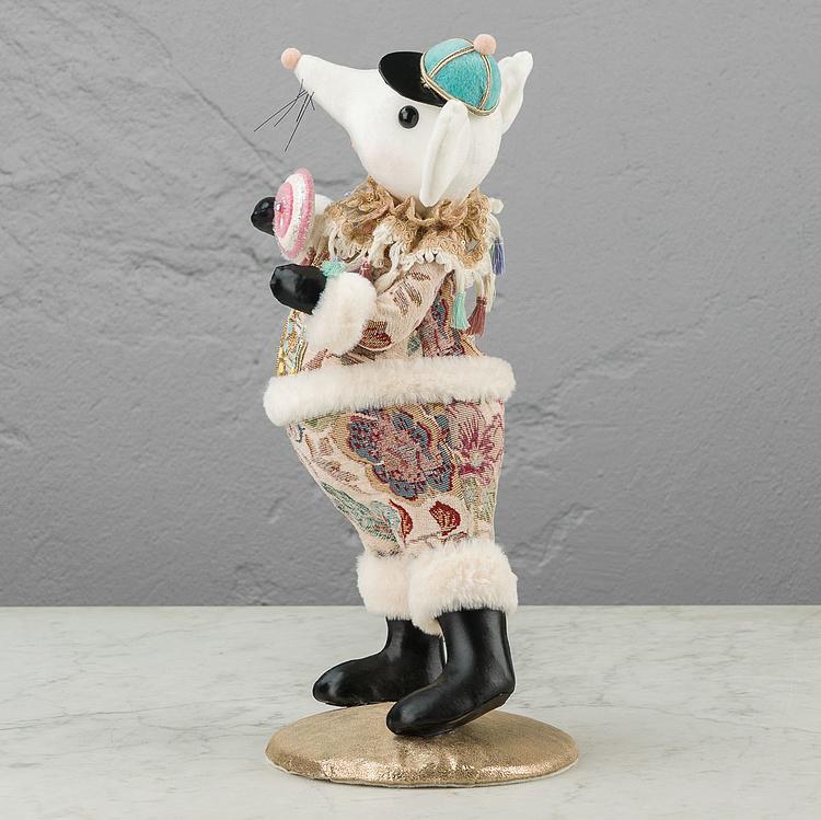 Статуэтка Мышка в костюме с цветочным узором и леденцом Floral Mouse With Suit And Lollipop