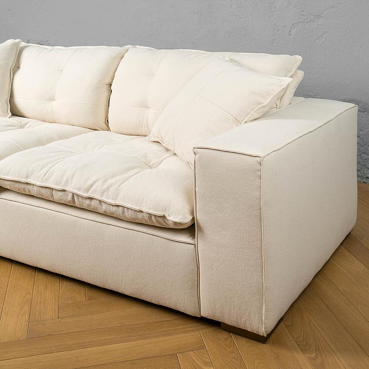 Трёхместный льняной диван Сити, ножки цвета латуни City 3 Seater, Brass Metal Linen RM