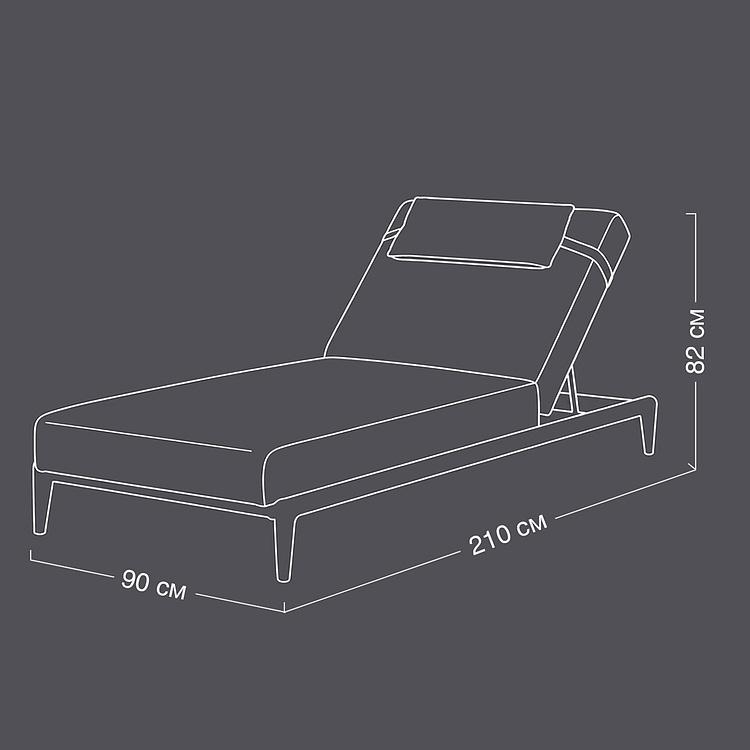 Садовый шезлонг-лежак Dune Lounger, Black акриловая ткань Anthracite Carbon - ракурс 8