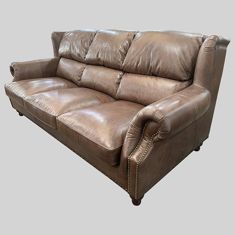 Трёхместный диван Churchill 3 Seater Leather RM натуральная кожа Brown Franco - ракурс 2