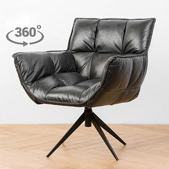 Кресло Center Swivel Armchair, Black Matt Metal RM натуральная кожа Old Kaprys