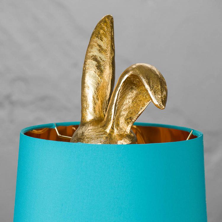 Настольная лампа Робкий кролик с бирюзовым абажуром Table Lamp Hiding Bunny Turquoise