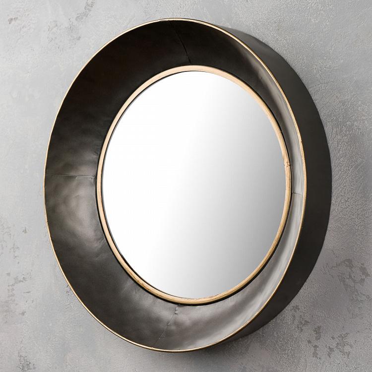 Зеркало в чёрной раме с золотой окантовкой Mirror With Golden Edge