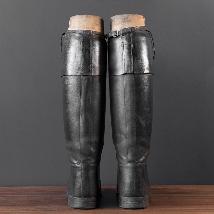 Винтажные сапоги для верховой езды 5 Vintage Black Riding Boots With Shoe Lasts 5