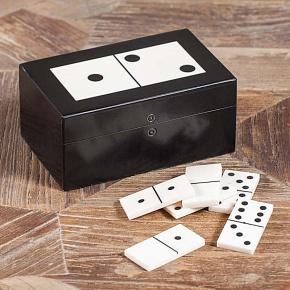 Resin Box With Domino Game Black And White