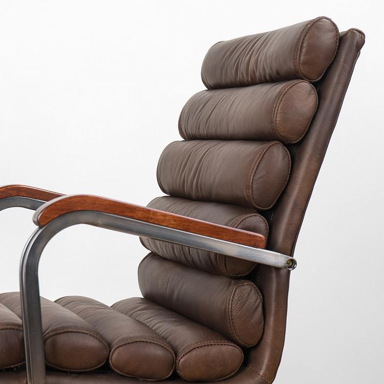 Рабочее кресло Турин, красно-коричневые подлокотники Ufficio Torino Armchair, Red Brown Wood D