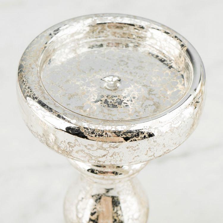 Набор из трёх подсвечников цвета шампань Set Of 3 Glass Antique Candle Holder Silver Champagne