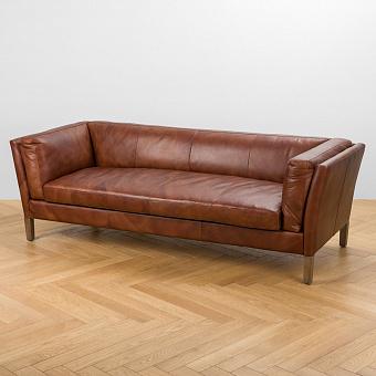 Трёхместный диван Lincoln 3 Seater, Rustic Brown Ash PF натуральная кожа Henna Grain