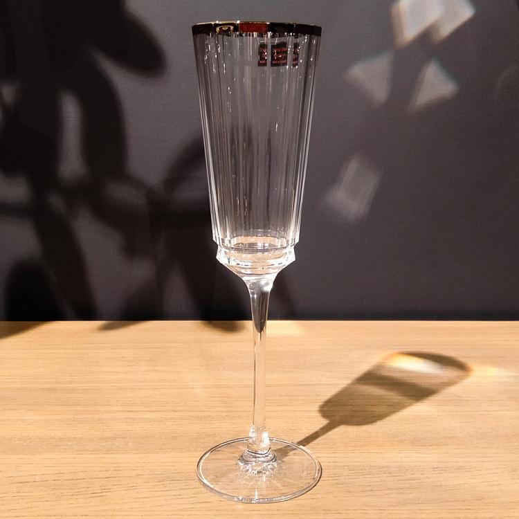 Бокал для шампанского с золотым ободком Макасар дисконт Macassar Champagne Glass With Golden Rim discount