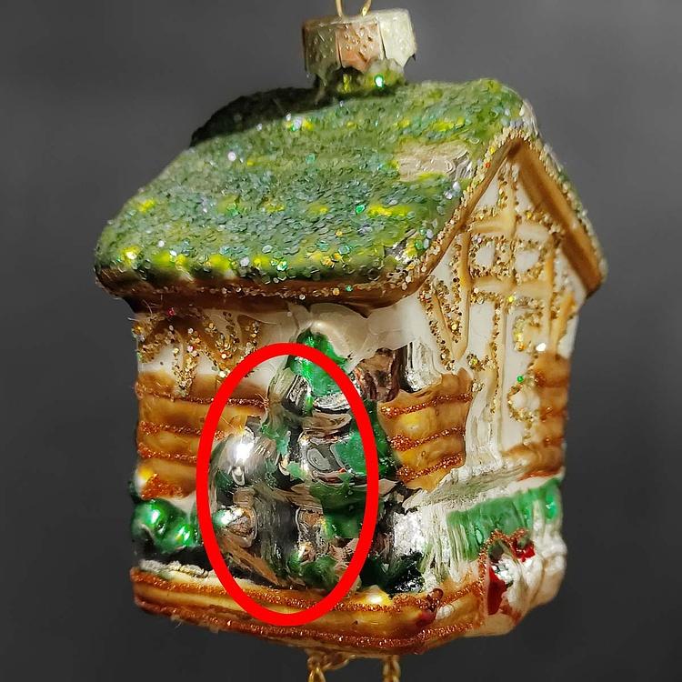 Ёлочная игрушка Часы с кукушкой дисконт7 Glass Hanger Cuckoo Clock 8 cm discount7