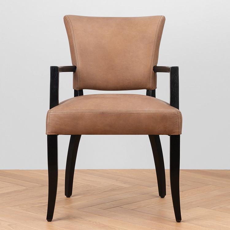 Стул Мими с подлокотниками, чёрные ножки Mimi Dining Chair With Arms, Black Wood