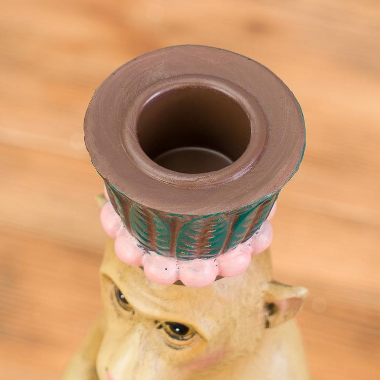 Подсвечник бежево-розово-зелёный Обезьяна Monkey Candle Holder Brown-Green-Pink