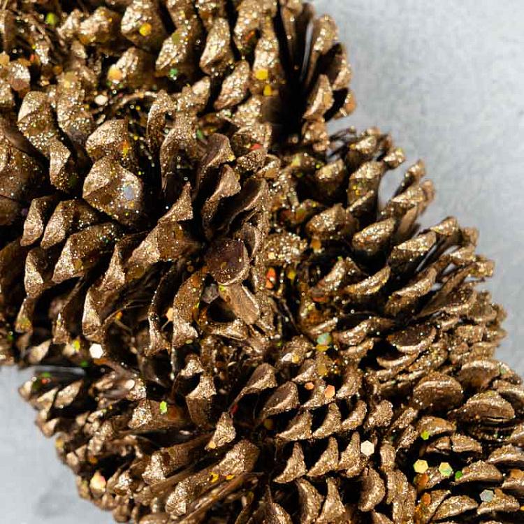 Золотистый венок из шишек Pinecone Wreath Gold 46 cm