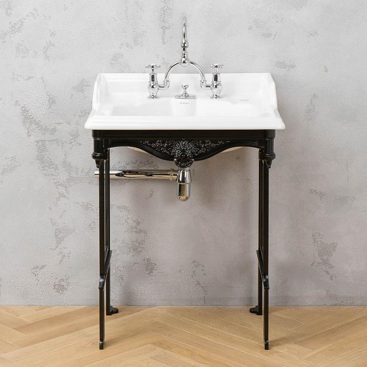 Классическая раковина с подстольем из чёрного алюминия Classic Wash Basin And Pedestal Black