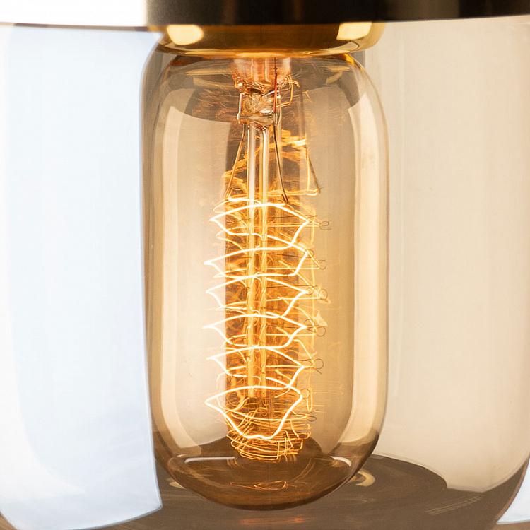 Янтарный подвесной светильник Жёлудь на чёрном проводе Acorn Amber Brass Hanging Lamp With Black Cord