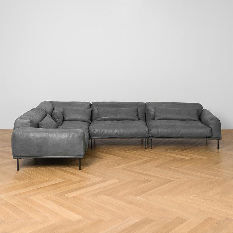 Угловой модульный кожаный диван Студио Studio Group Leather