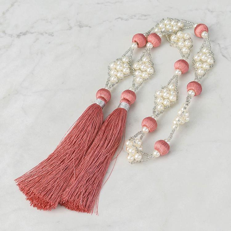 Гирлянда с жемчужинками и розовыми кисточками Garland With Pearls And Tassels Pink 90 cm