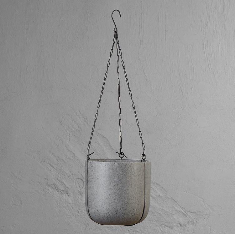Подвесное тёмно-серое кашпо-чаша Эффектори Бетон, S Effectory Beton Hanging Bowl Dark Grey Small