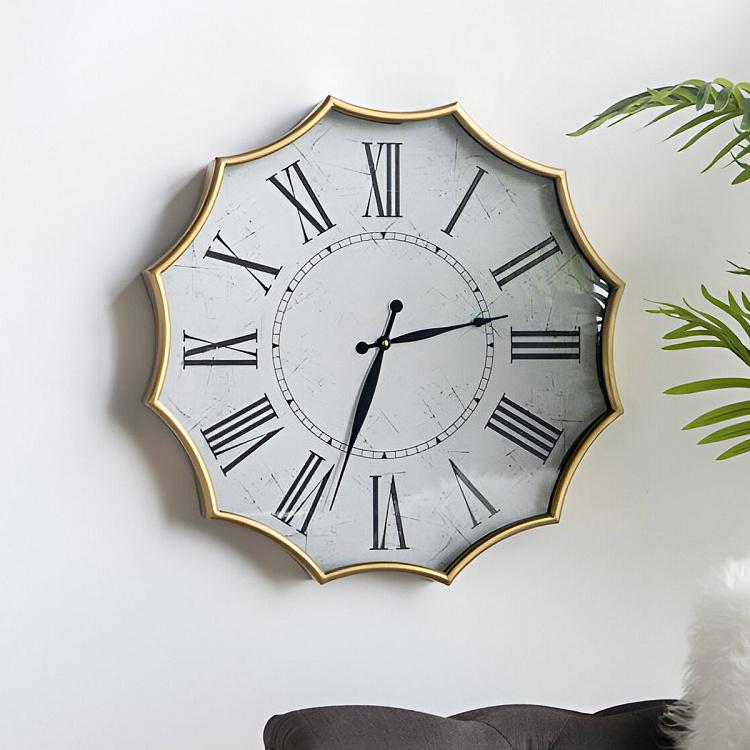 Dodecagon Weathered White Wall Clock