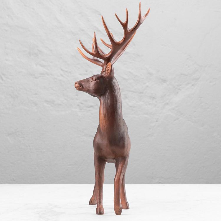 Новогодняя фигурка Прогуливающийся олень Walking Wood Look Deer Brown 46,5 cm