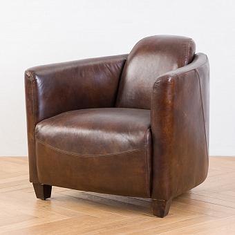 Кресло Inspector Armchair, Red Brown Wood D натуральная кожа Vintage Brown