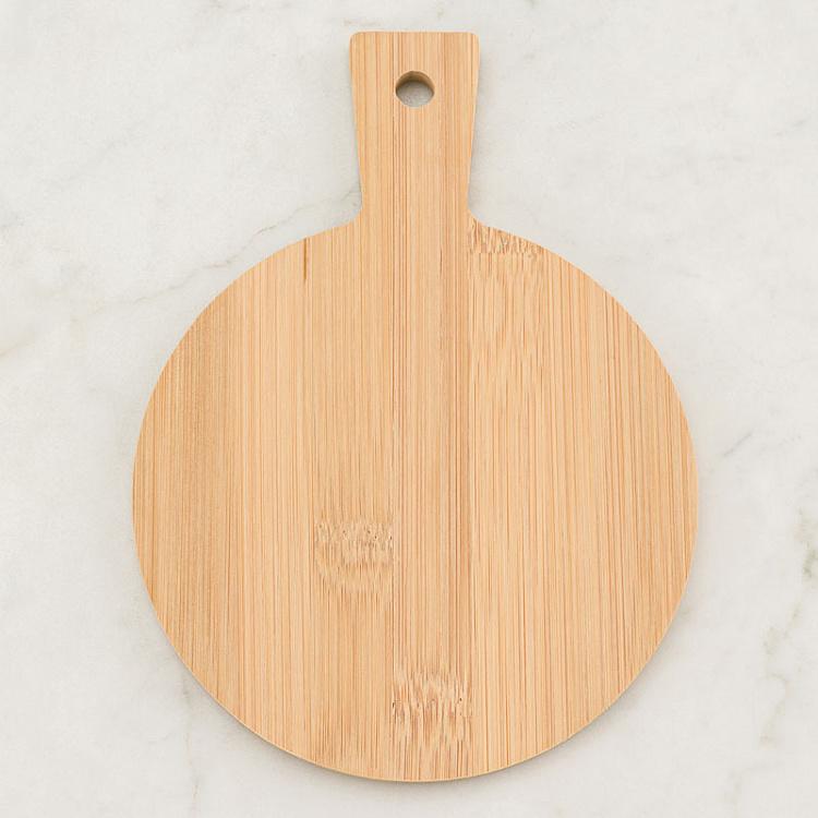 Круглая разделочная доска с ручкой Round Bamboo Board With Handle