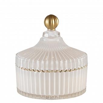 Арома-свеча Aroma Candle In White Striped Glass Silk Flower Small